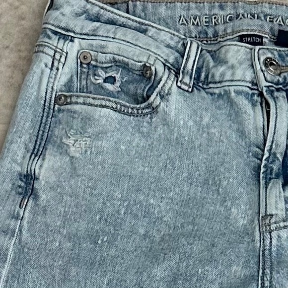 American Eagle Super High Rise Baggy Wide Leg Blue Jeans Slouchy Sz 0 Short - Picture 5 of 14